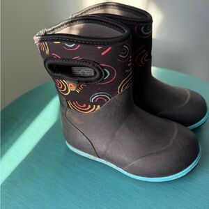 Bogs Kids Black Boots with Colorful Accents